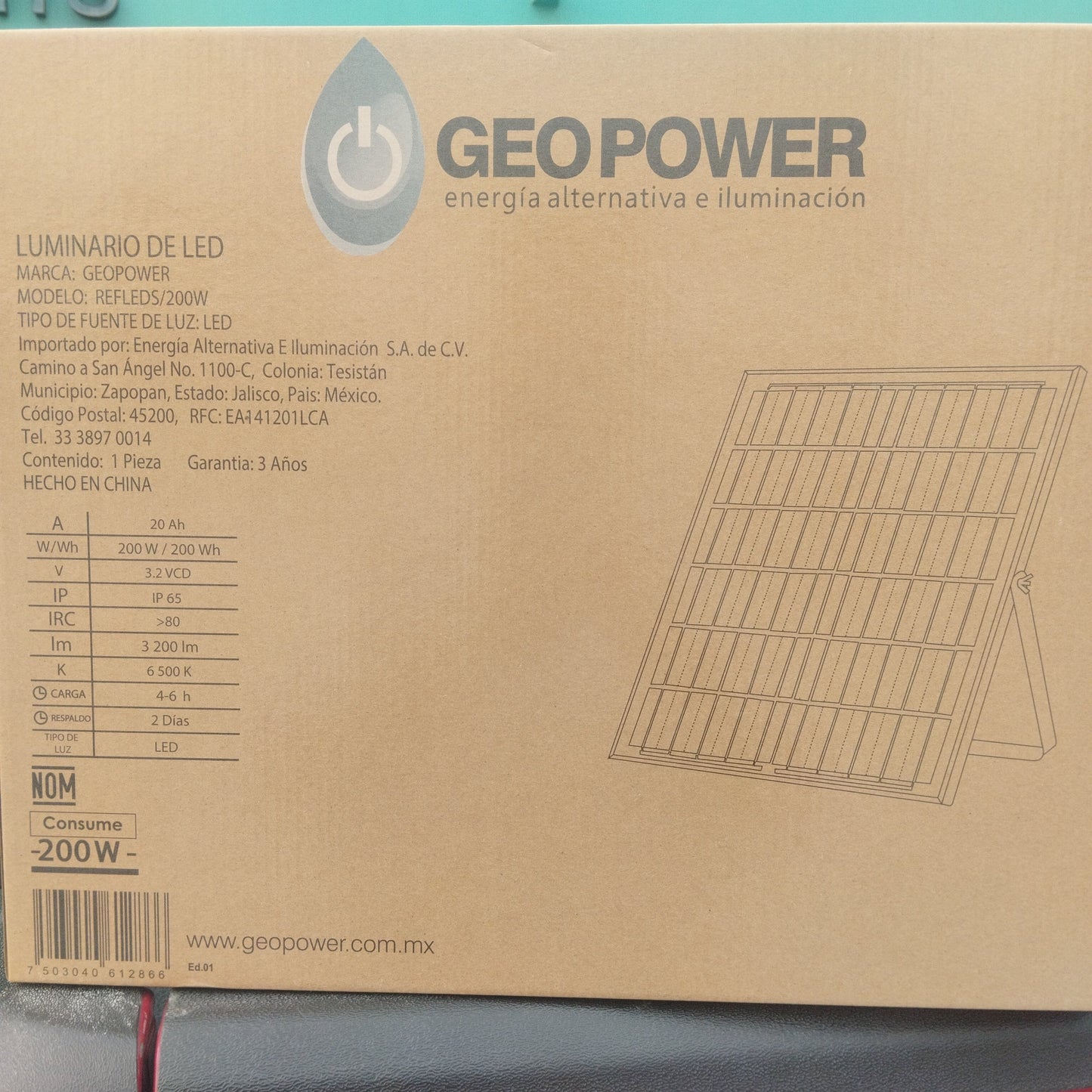 REFLECTOR SOLAR 200W 6500K REFLEDS/200W