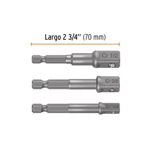 JUEGO 3 ADAPTADORES DADOS 1/4" 3/8" 1/2" TRUPER 10752 ADA-3