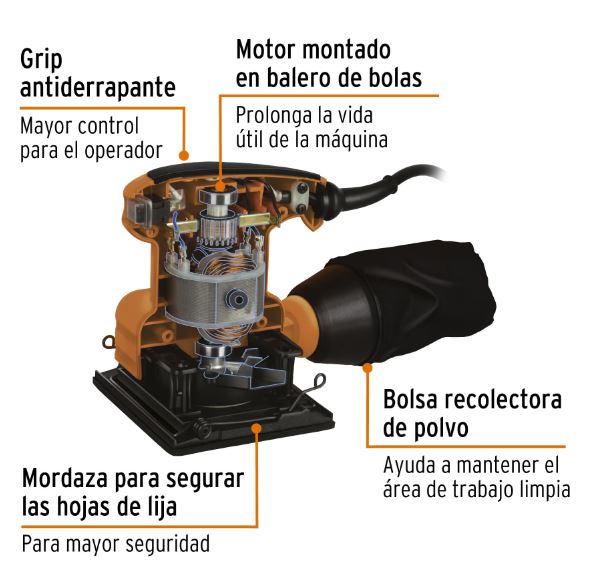 LIJADORA ORBITAL 1/4 HOJA 200W PRO LIOR-1/4A2