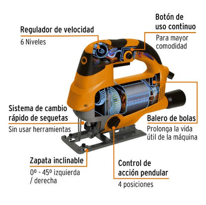 SIERRA CALADORA 750W 6A VELOCIDAD VARIABLE, PROFESIONAL (CALA-A5)