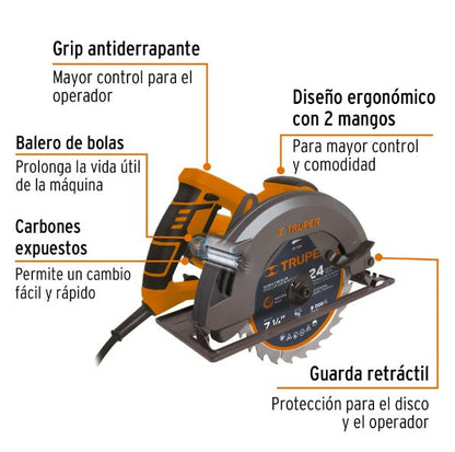 SIERRA CIRCULAR 7-1/4 " 1500W PROFESIONAL TRUPER  SICI-7-1/4A3