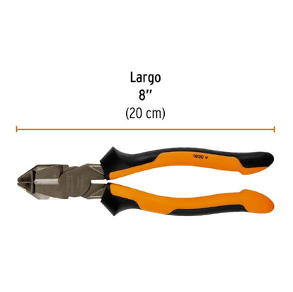 PINZA DE ELECTRICISTA PROFESIONAL 8" MANGO CONFORT  T200-8X