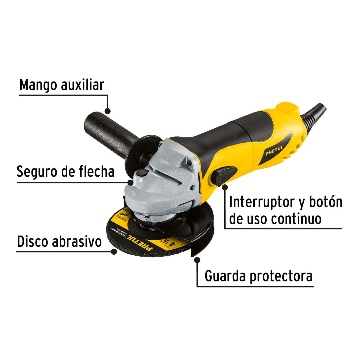 ESMERILADORA ANGULAR 4-1/2" , 700W PRETUL      ESMA-4-1/2P2