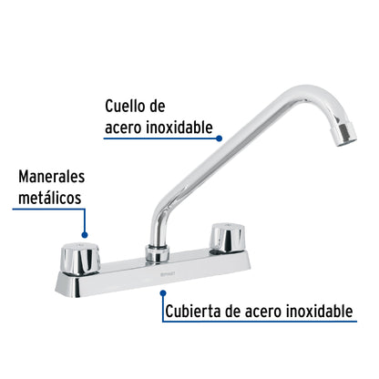 MEZCLADORA F-318 P/FREGADERO MANERALES HEX.CART. CERAMICO