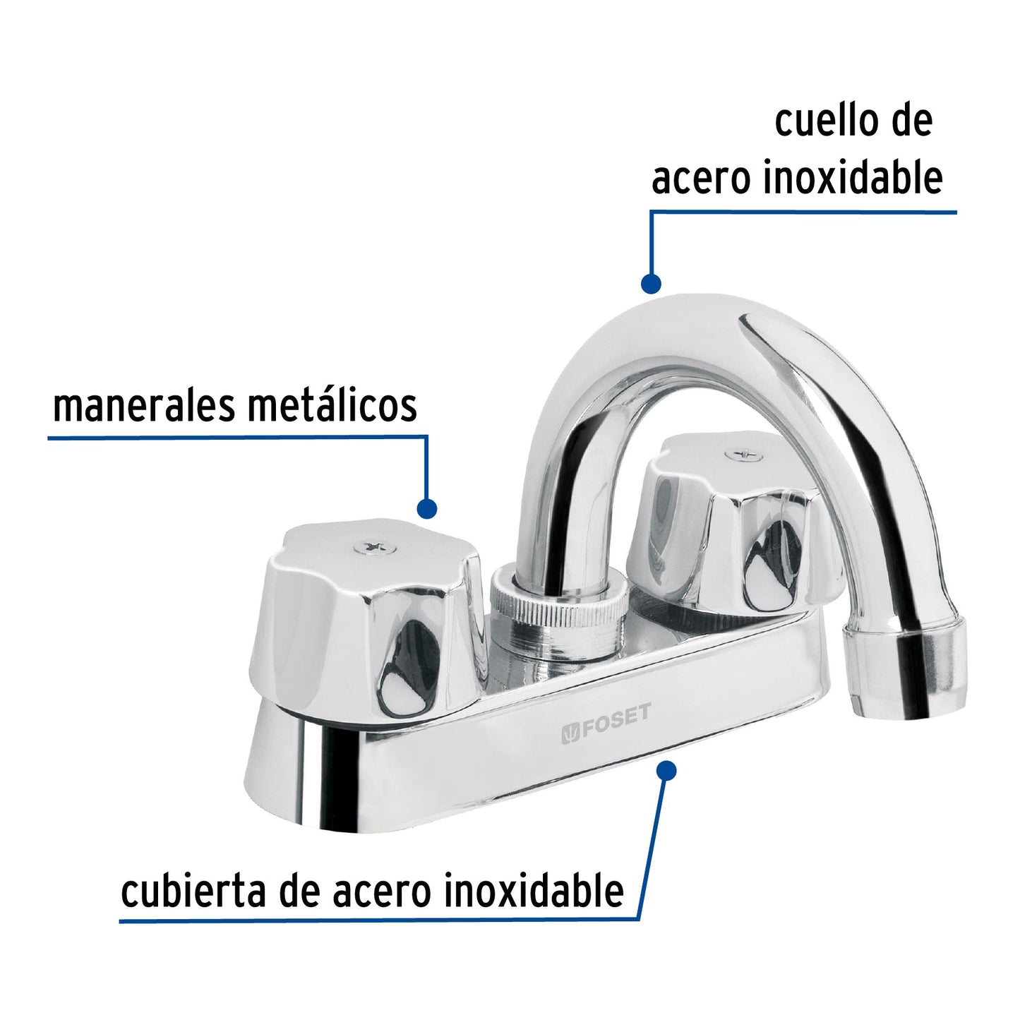 MEZCLADORA M-050 PARA LAVABO CUELLO CURVO CART. CERAM.