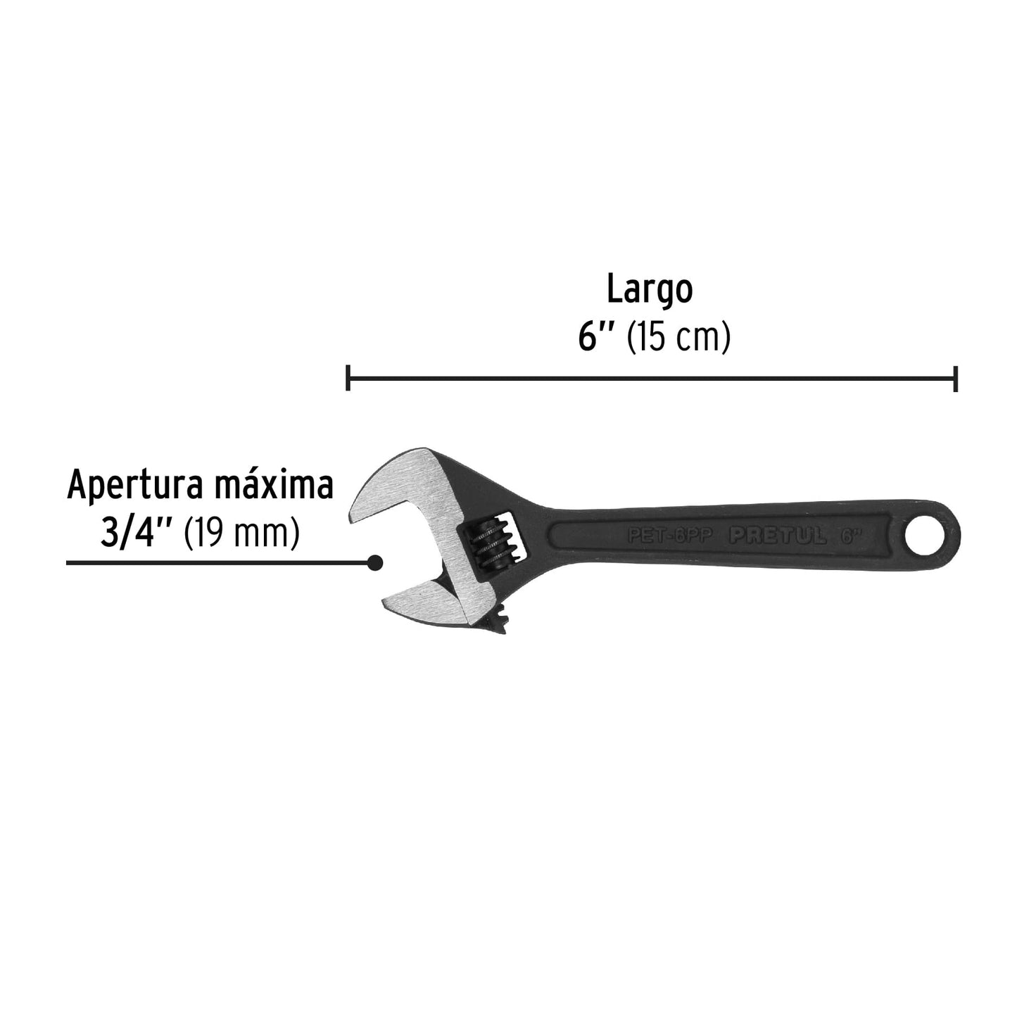 LLAVE AJUSTABLE(PERICO)6 PAVONADA PRETUL