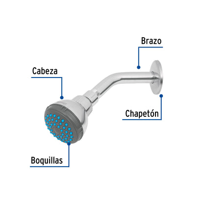 REGADERA REDONDA 2-1/2" BRAZO CHAPETON DE ACERO FOSET R-506